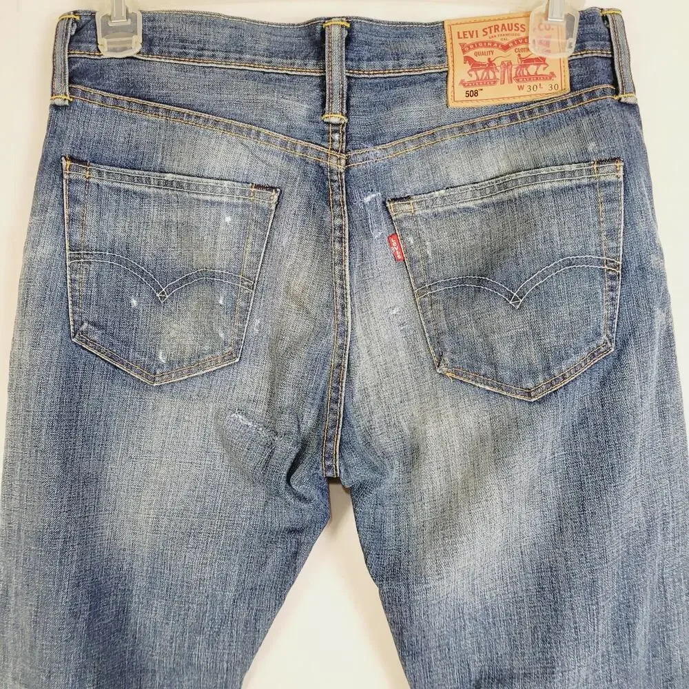 Levis 508 mens tapered leg mid wash blue jeans size 30/30 Classic Western Y2K